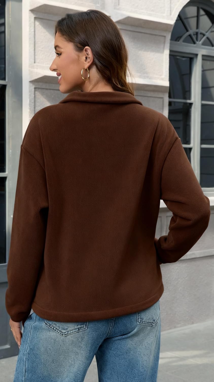 Women's Classic Half-Zip Polar Soft Fleece Jacket Warm Lightweight Fleece Pullover for Outdoor Daily Wear - Image 6