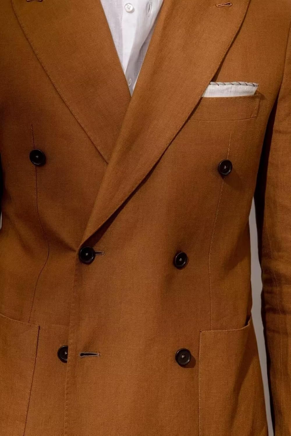 Men Double Breasted Linen Suits 2 Piece Suits for Men Summer Wedding Regular Fit Big and Tall Lightweight