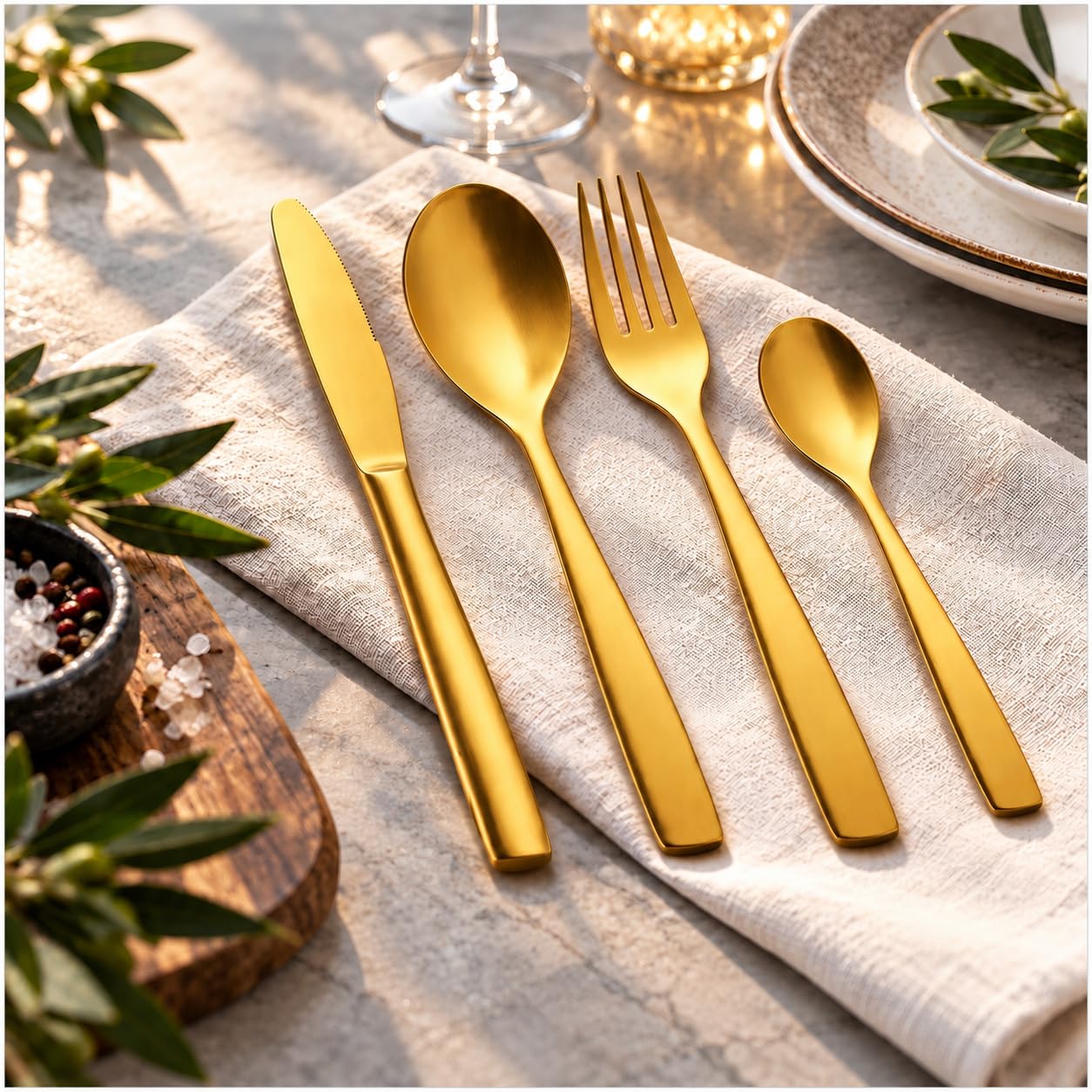 Topkapi Gourmet – 24-teiliges GOLD Besteck-Set Aurelia für 6 Personen