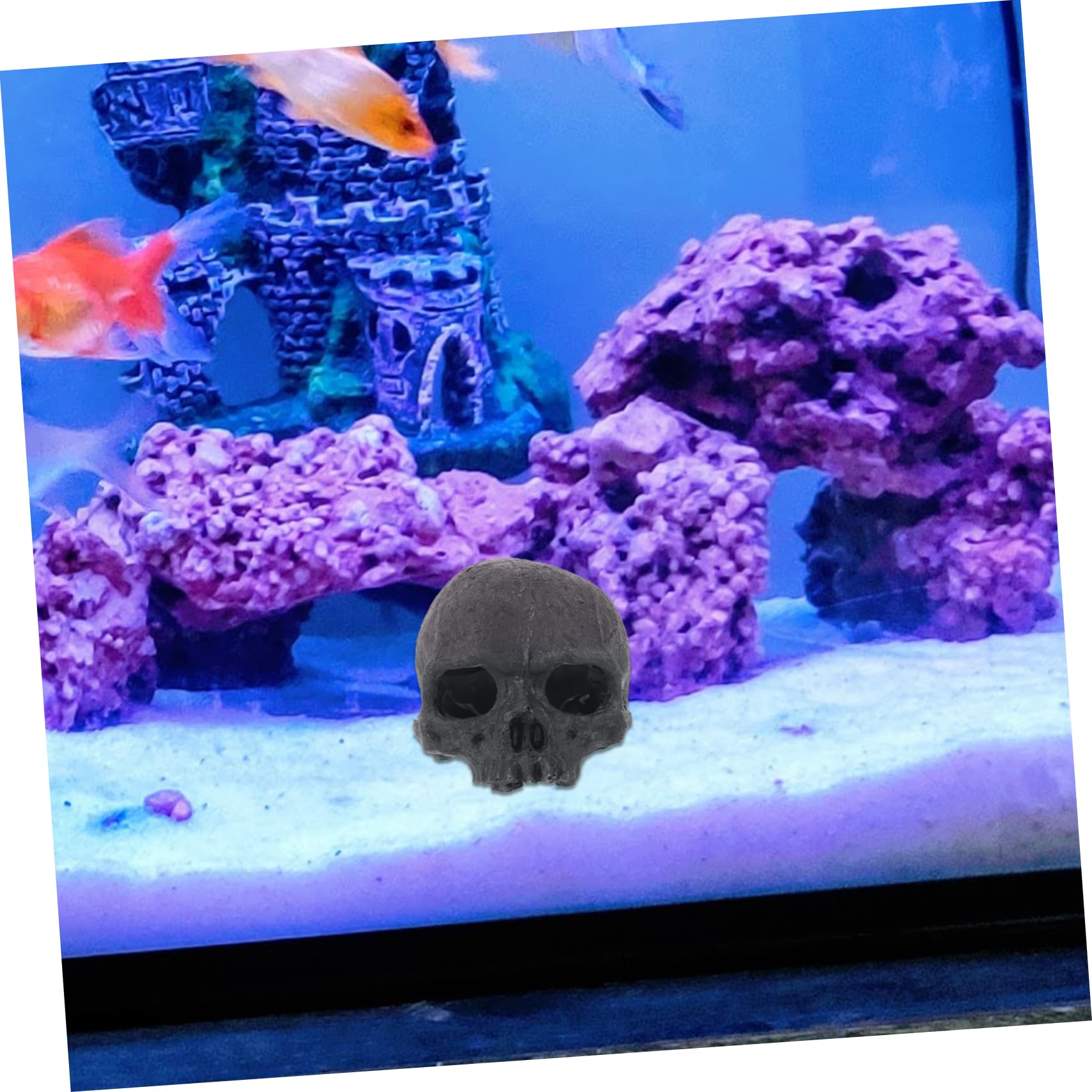Cabilock 4 Piezas Adornos De Resina De Calavera. Ocultación Decoraciones De La Cueva del Tanque De Peces Decorativo Terrario De Piel De Reptil Decoración Esqueleto para Falso Black