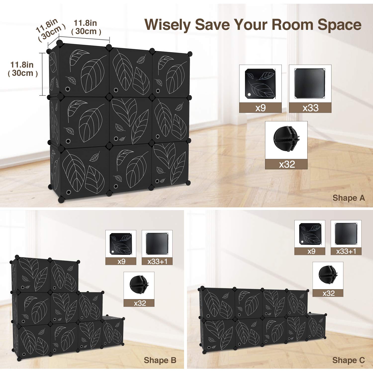 GREENSTELL Cube Storage Organizer, 9Cube Closet Organ...B07Z7TLH3R