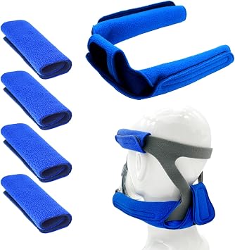 NATAKU 4 Pack C pap Mask Straps Covers + 1 وسادات حزام الرقبة، أغطية حزام أغطية أغطية أغطية الرأس المريحة لأقنعة الوجه الكاملة الملحقات واللوازم، وسائد حزام الصوف الناعمة لتقليل ضغط أغطية الرأس والعلامات الحمراء