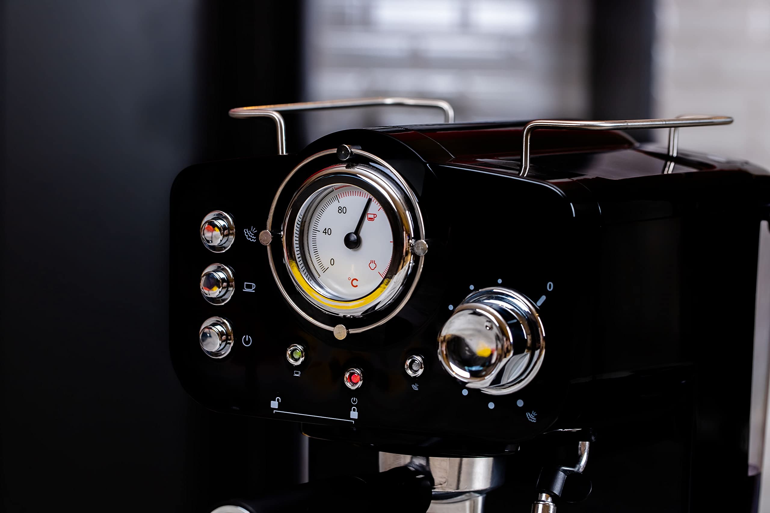 Zilan Espressomaschine mit Milchaufschäumer Siebträgermaschine 1,25 L Wassertank 15 bar Retro Design