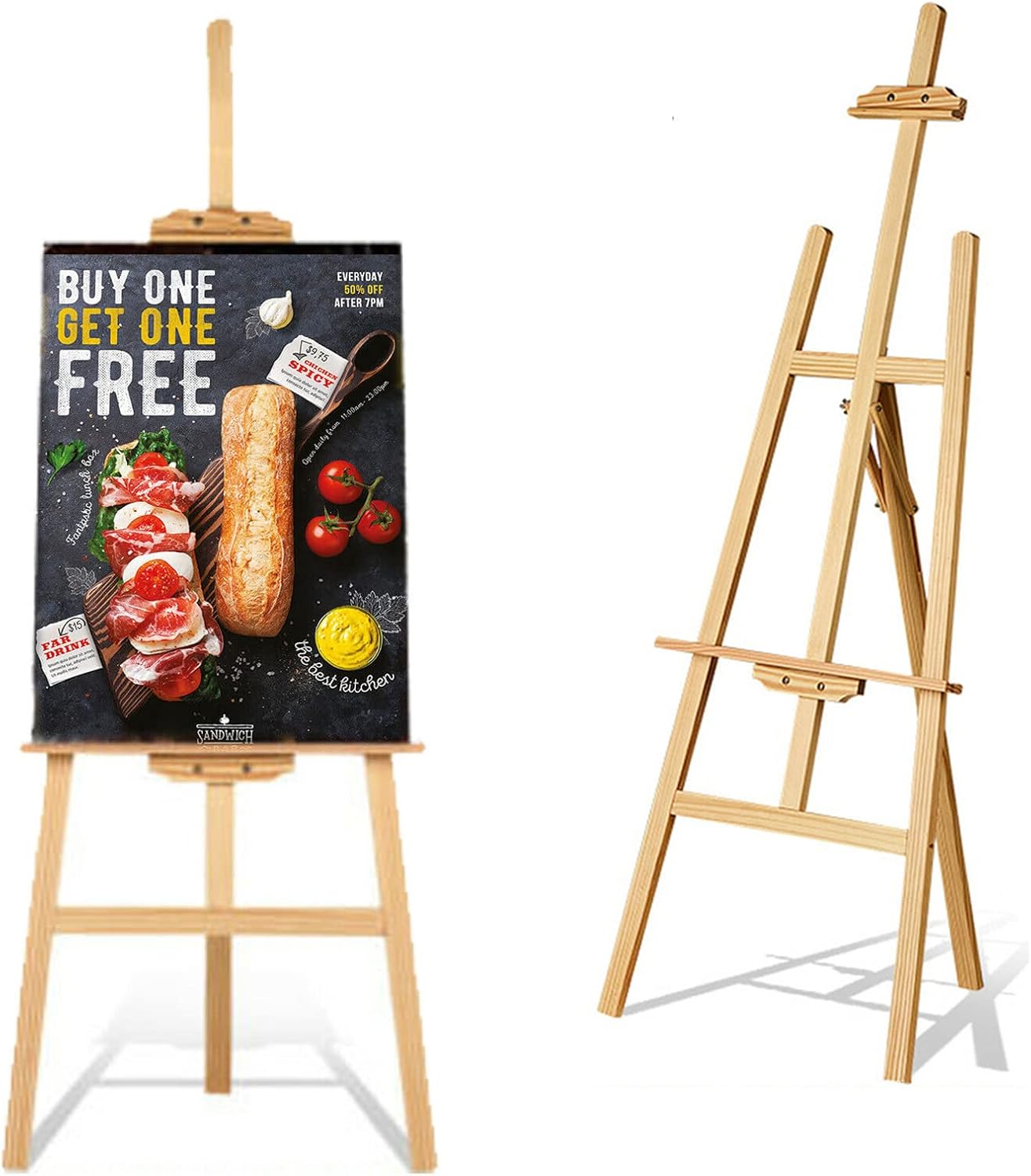 Easel Stand, Artist Easels 1.5m/59inch Studio Easel, Wooden Stands for Display, Adjustable