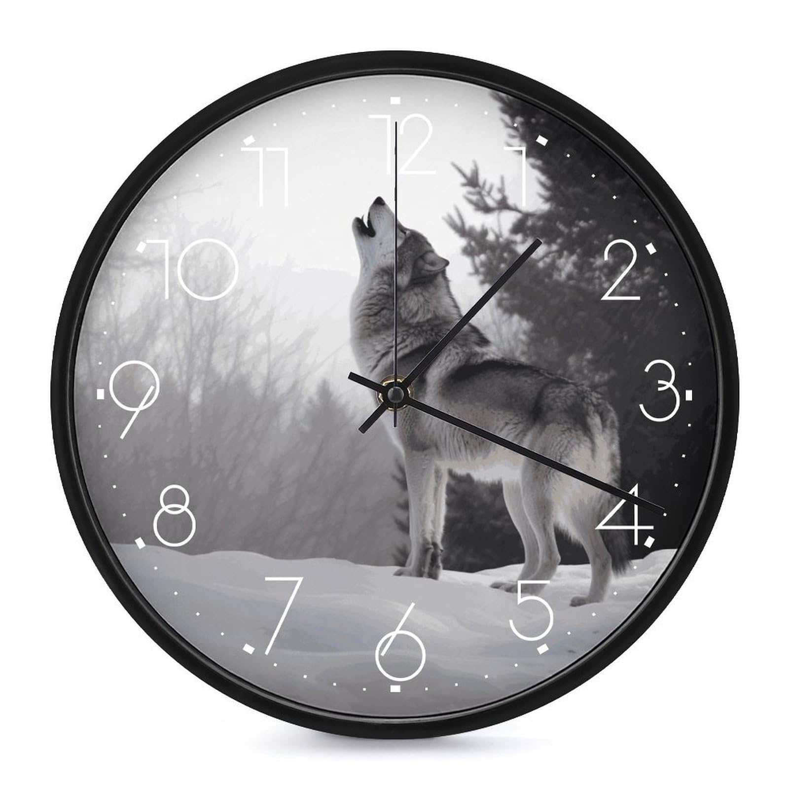 Horloge murale loup moderne de 25cm, un cadeau idéal et silencieux