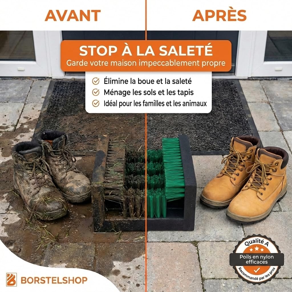 Grattoirs à Chaussures en Plastique - Paillasson d'extérieur - Grattoir à Chaussures Robuste - Brosses d'extérieur - Paillasson - 30 x 27 cm - Vert