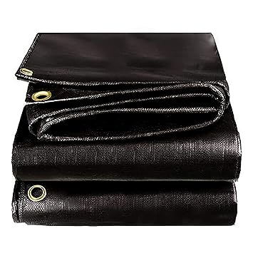 Black Tarpaulin 18 X 24 250GSM Tirpal Tadpatri Tharpai Thadika, Extra Strong, Reinforced Eyelets, UV Resistant, 100% Waterproof Virgin, 6 Layer MLCL 3D Rib Technology-1 No (Black)