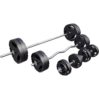 Gorilla Sports Vinyl Tri Grip Complete Weight Set 100KG 16 plastic gripper with cement filling 30 mm 4 x 1.25 kg 4 x 2.5 kg 4 x 5 kg and 4 x 10 kg with 8 spinlock collars
