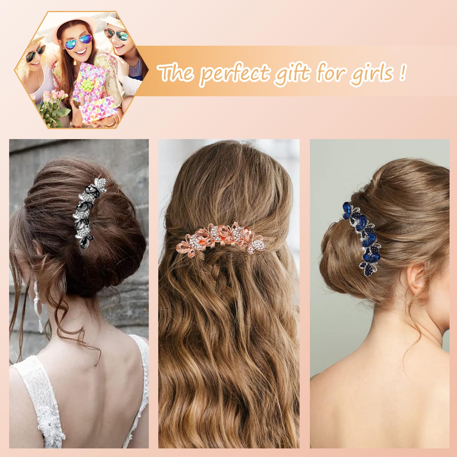 3 Pezzi Strass Pettine Cristallo - Farfalle e Fiori per Capelli da Sposa - Accessorio con Strass per Donne e Ragazze