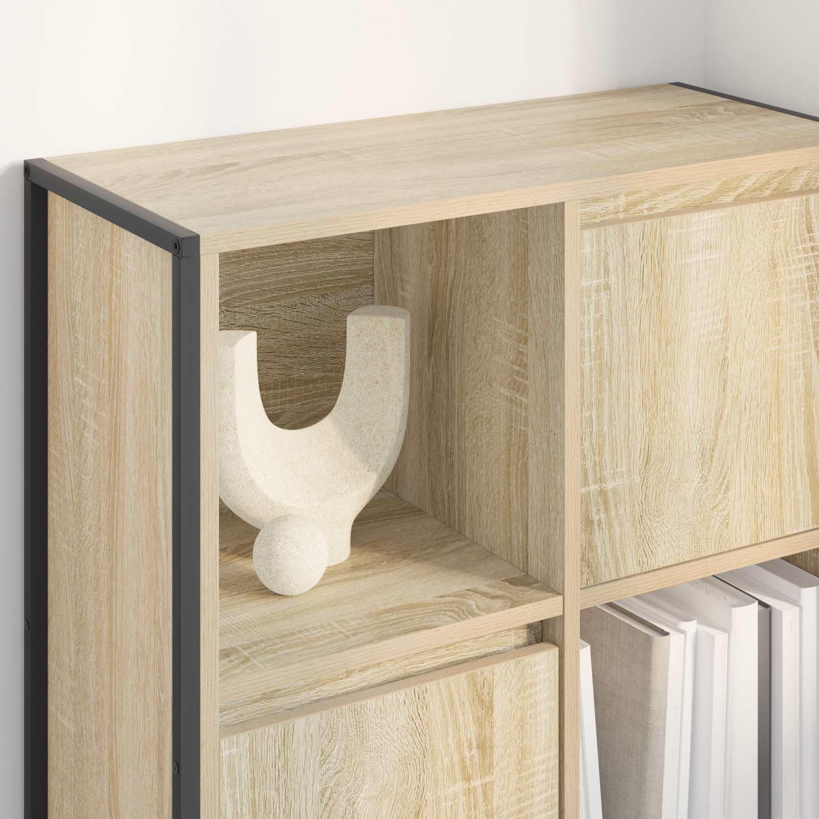 Regał na książki Sonoma 68 x 30 x 108,5 cm, materiał drewnopochodny z 3 drzwiami, stabilny system regałów do salonu, gabinetu, pokoju dziecięcego, korytarza i biblioteki, wszechstronne