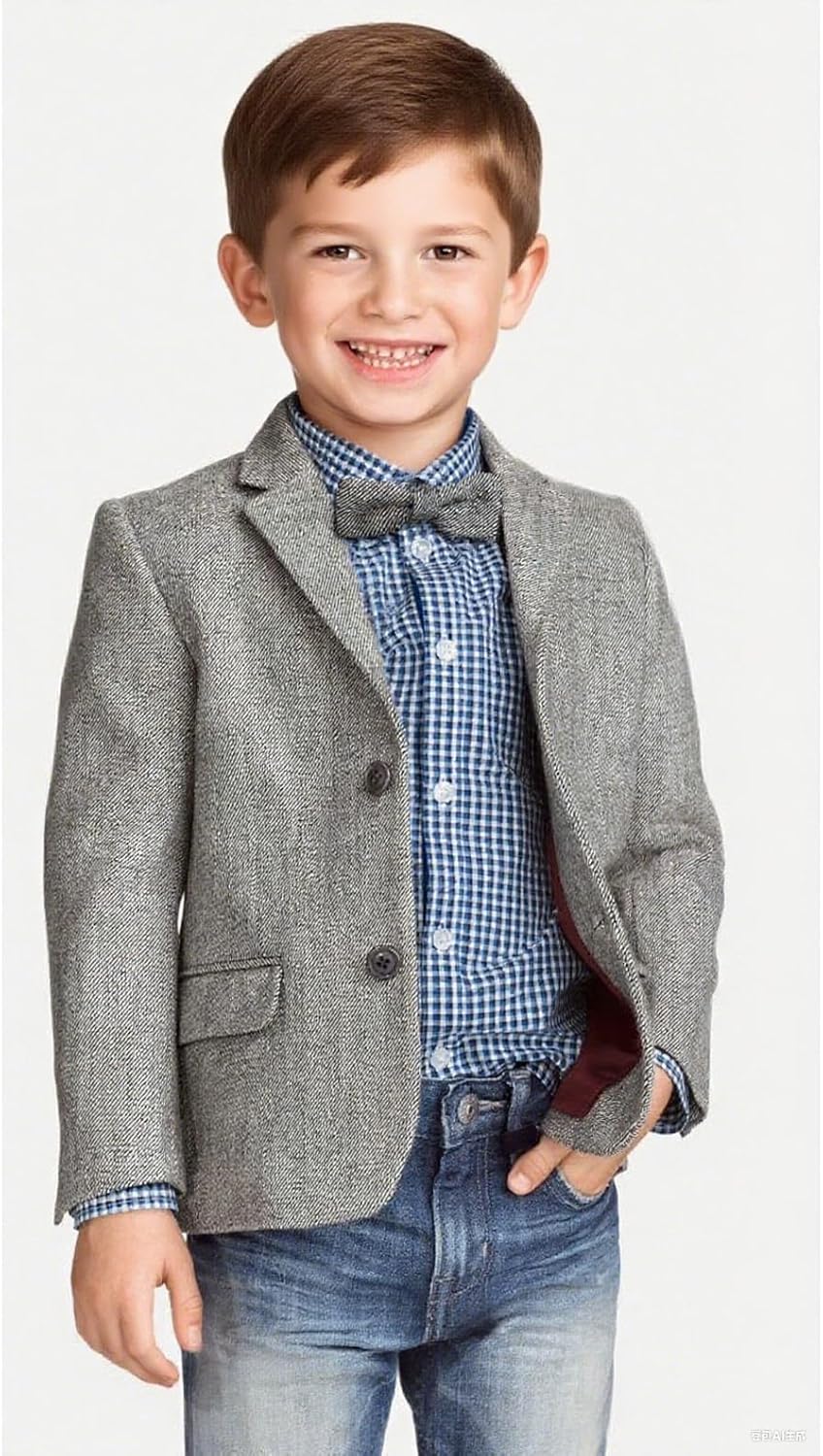 VENNYNG Boy's Tweed Suit Blazer Jacket Spring Single Breasted Kids Short Elegant Coats Toddler Children Overcoat Winter