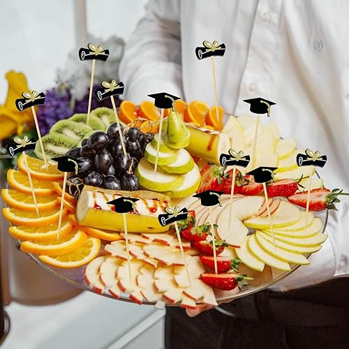 Miniatura 7 de 200 palillos de cóctel de graduación, 4.7 pulgadas, palillos de dientes de cóctel, palillos de dientes largos decorativos de bambú para suministros