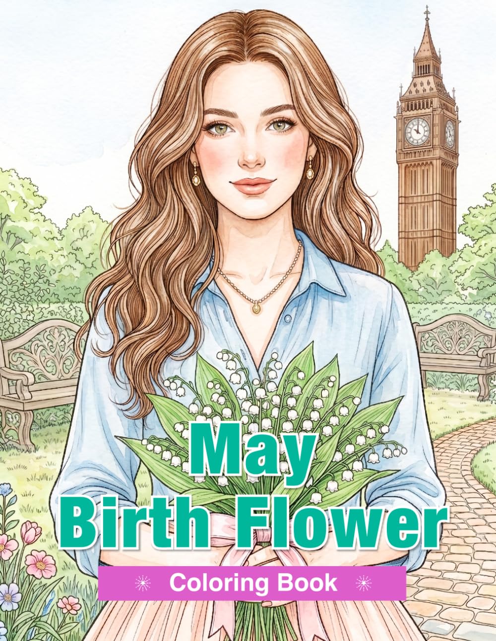 May Birth Flower Coloring Book for Adults: Lily of the Valley, Peonies, Irises, Hawthorns, and Columbines for Relaxation and Mindful Creativity