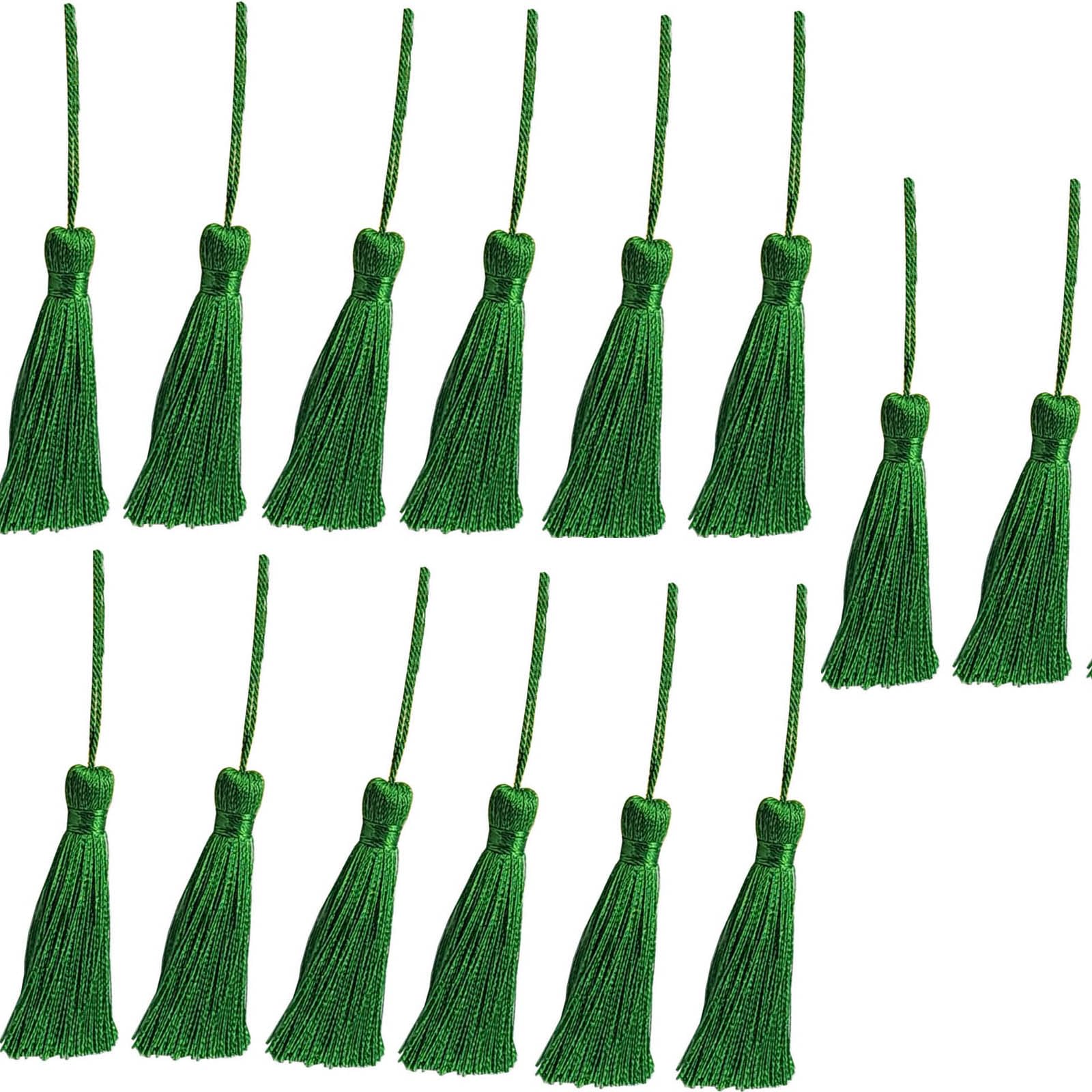 Photo 1 of 20pcs 3.7 Inch Mini Tiny Craft Tassels Soft Elegant Handmade Silky Floss Tassels with Cord Loop for Keychain Earring, Jewelry Making, Graduation, Bookmarks, Gift Tag DIY Craft Projects (Grass Green)