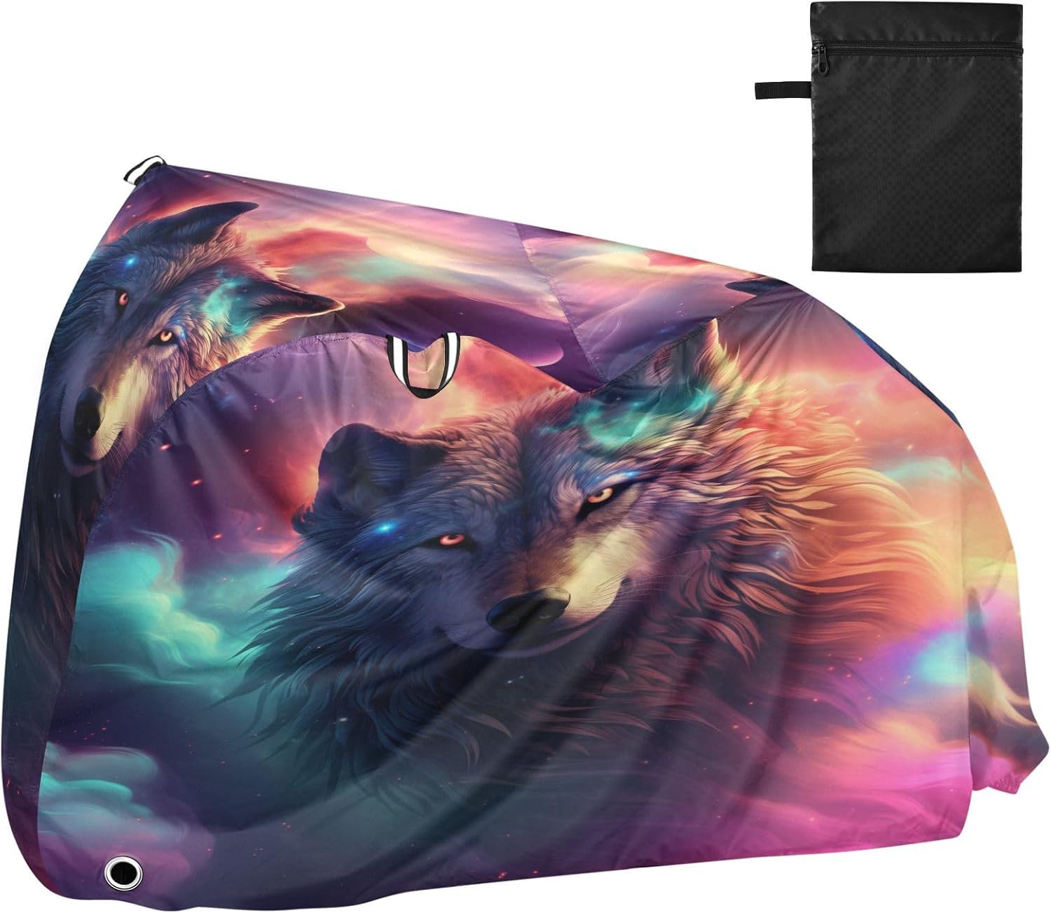 ALAZA Wolf Nebula Bike Cover Waterproof Outdoor Ebike Bicycle Covers Tarp Protection for 1/2 Bikes, Sun UV Dust Wind Proof