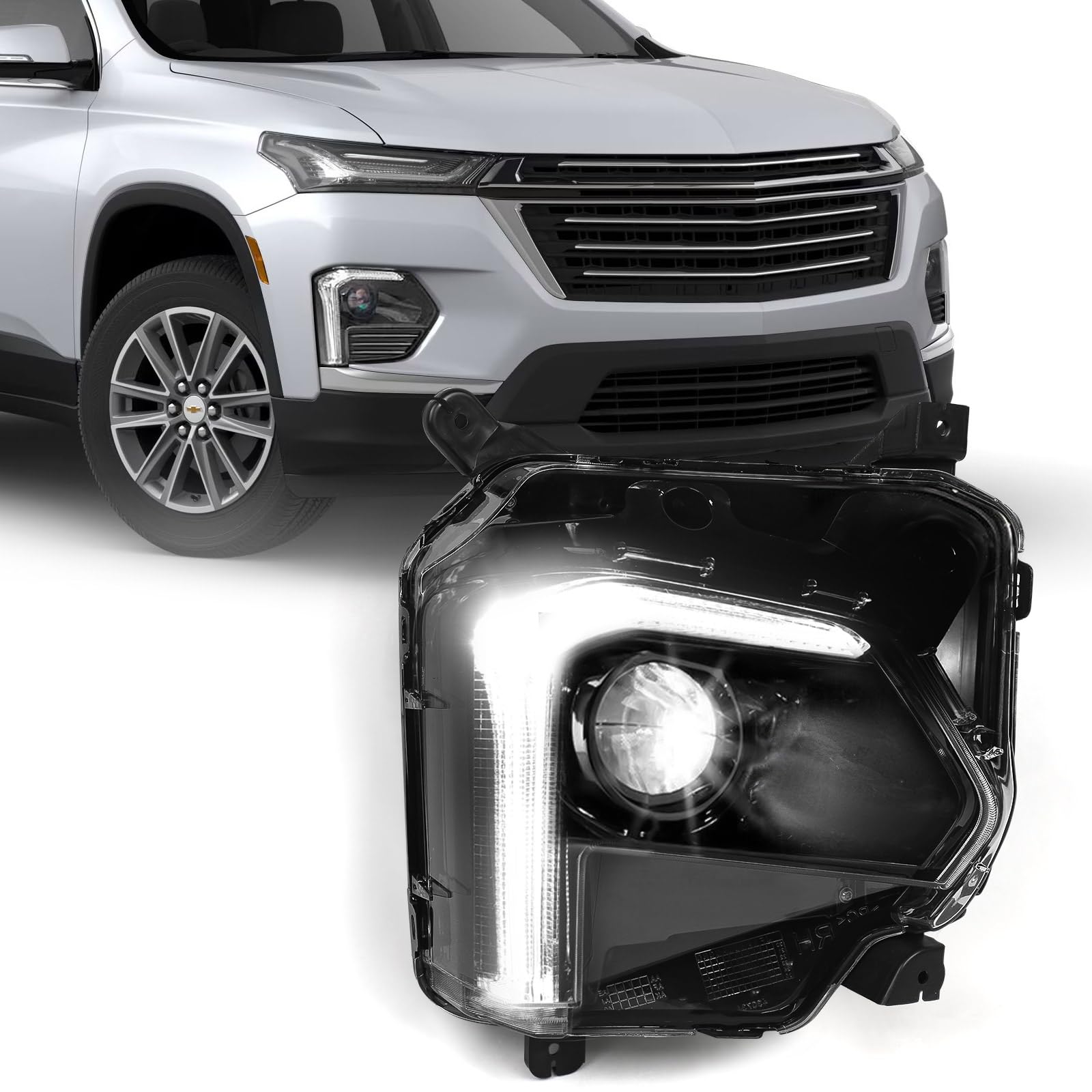LED Headlight Compatible with Chevy Traverse 2022 2023 2024 w/LED DRL ...
