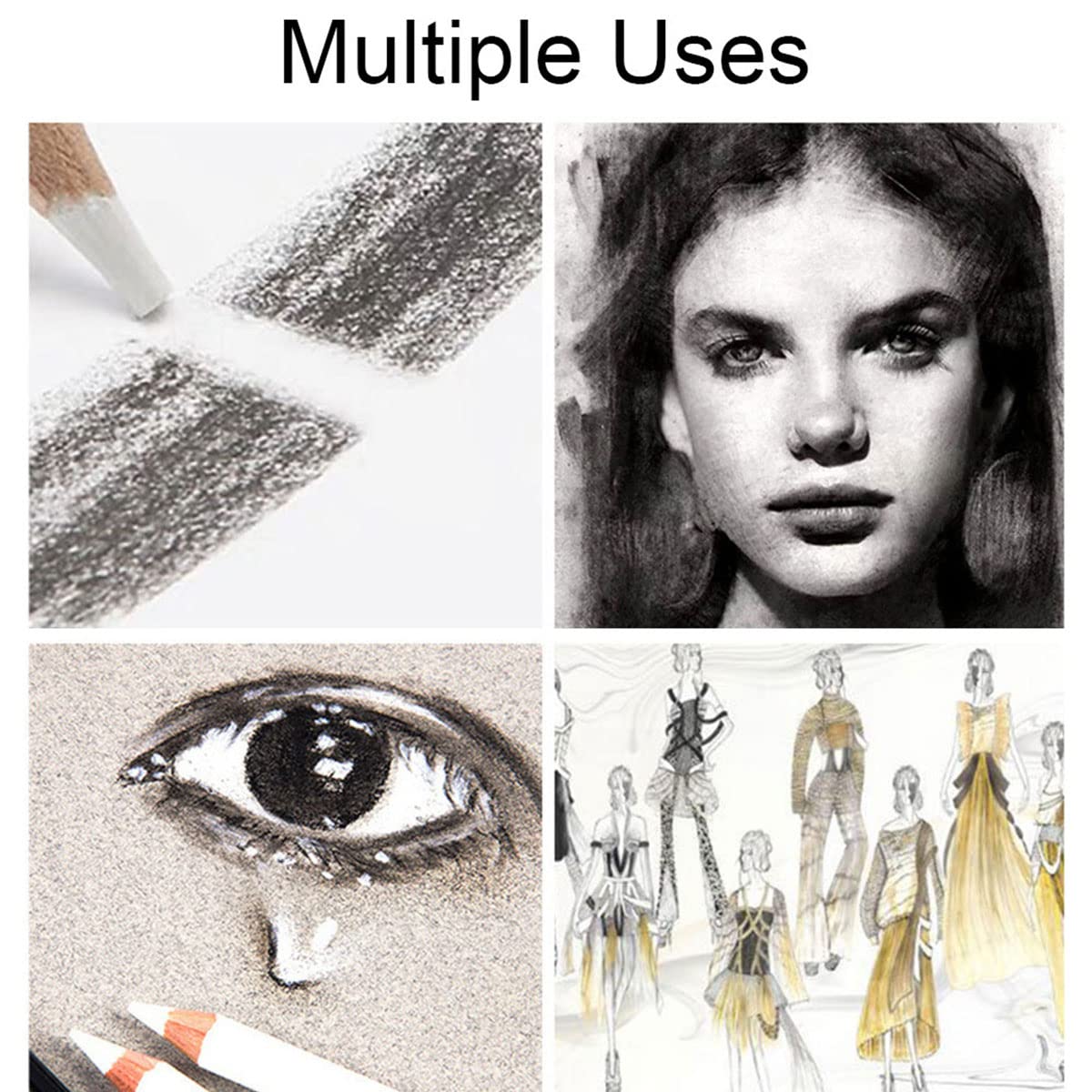 Matite Bianche, Matita Bianca Carboncino, Matita Carbone Bianco, 3 Pezzi Disegno Matite Bianche, Matita Professionale Per Schizzi Per Evidenziare Il Disegno Artistico, Penna Per Pittura Artistica
