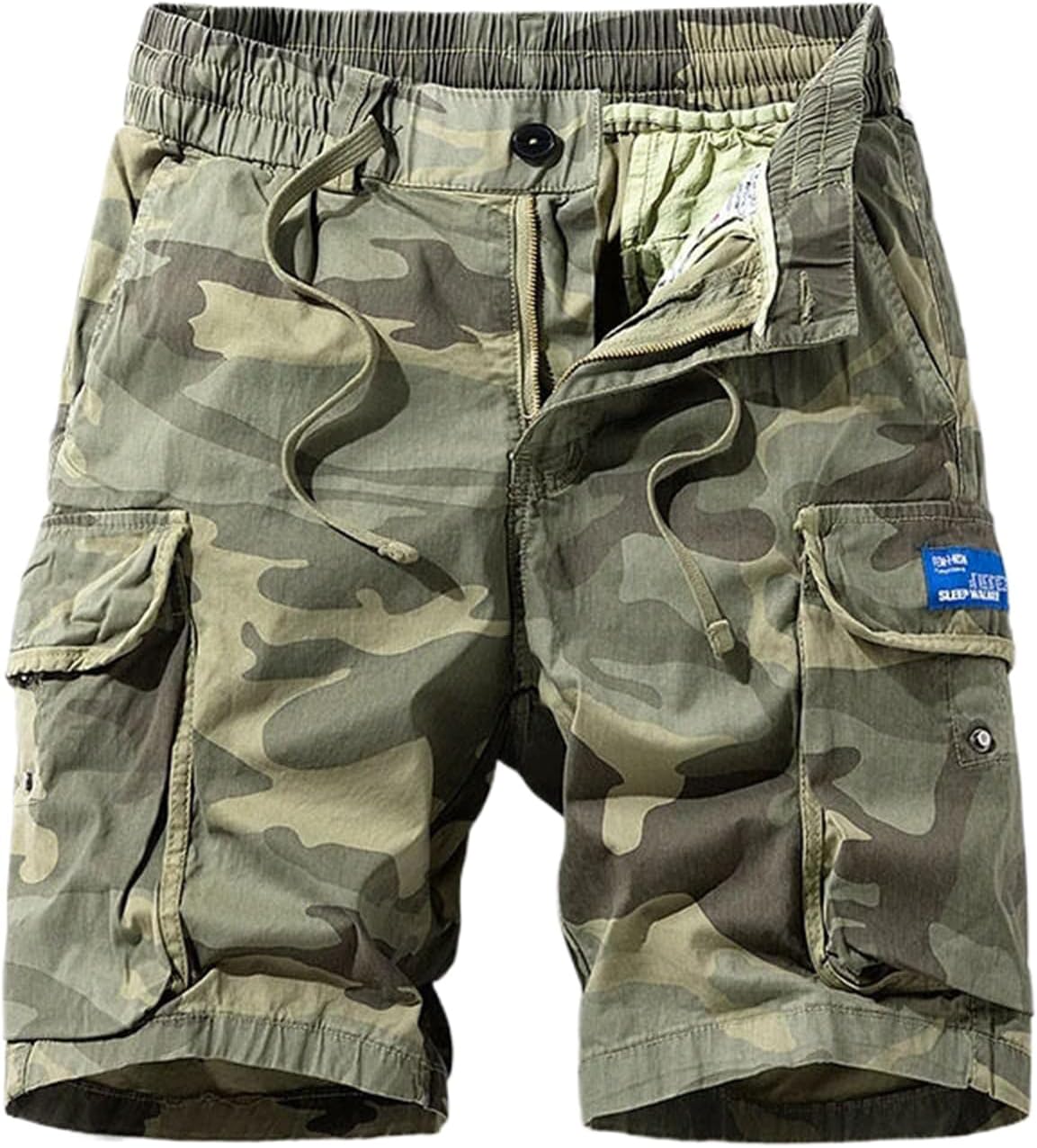 Men Summer Camo Shorts Men Elastic Waist Loose Straight Shorts Male