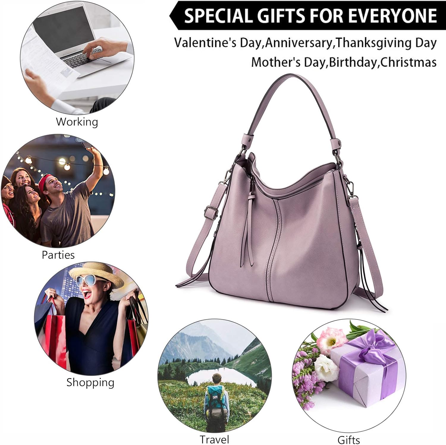 Realer Hobo Crossbody Bags for Women Designer Faux Leather Hobo Handbags Retro Large Size Shoulder Bag Bucket Purse - Image 2