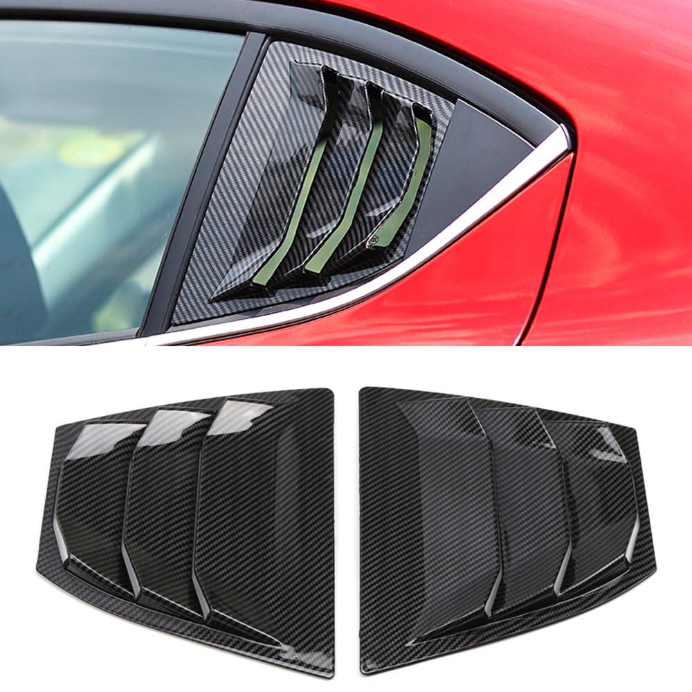HIGH FLYING 2014-2018 for Mazda 3 M3 Axela Window Scoop Louvers Cover ABS 2PCS (Carbon Fiber Style)