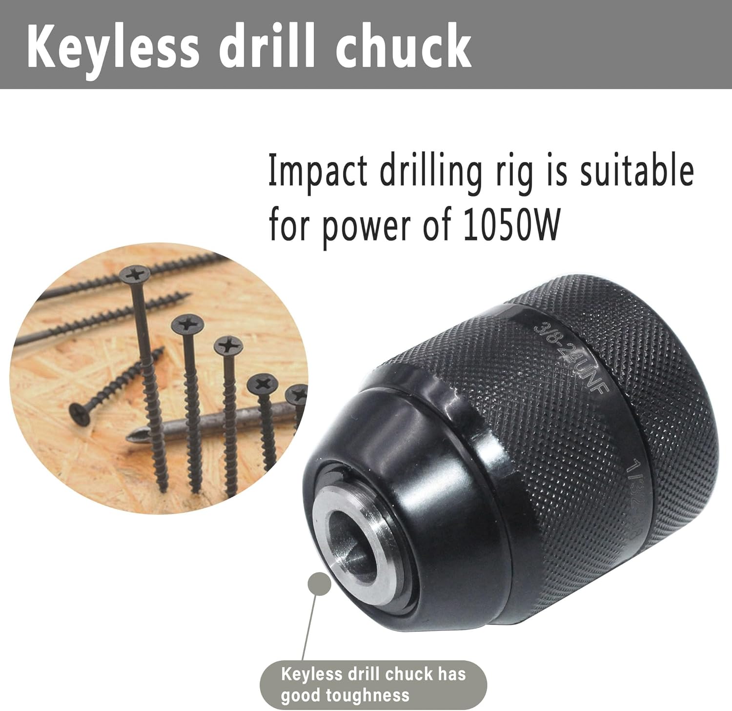 Keyless Drill Chuck Compatible with Milwau-kee, 3/8" Mount 0.8-10mm Clamping Capacity, Drill Chuck for Multiple Purposes