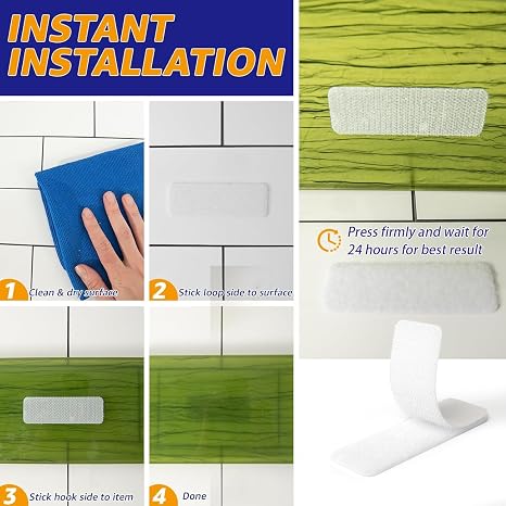 16 Sets 1 x 3 Inch Adhesive Hook and Loop Tape Fastener Strips, Heavy Duty, Strong Back Adhesive, Double-Sided Hook and Loop for Fabric, School, Classroom, Office, Dorm, Home Use, White
