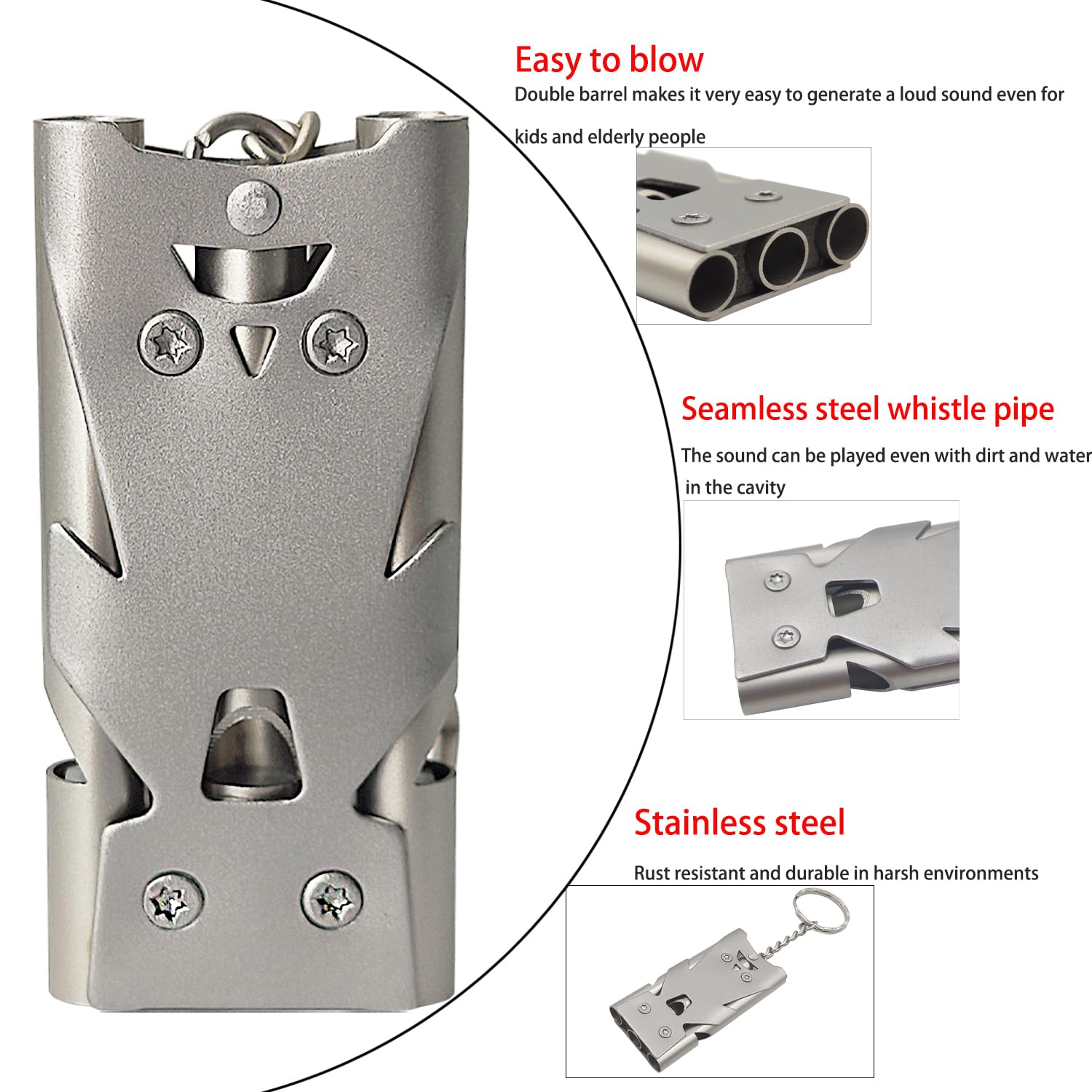 Wanyi 4-tlg Edelstahl Notpfeife - 150db Signalpfeife Mit Schlüsselanhänger