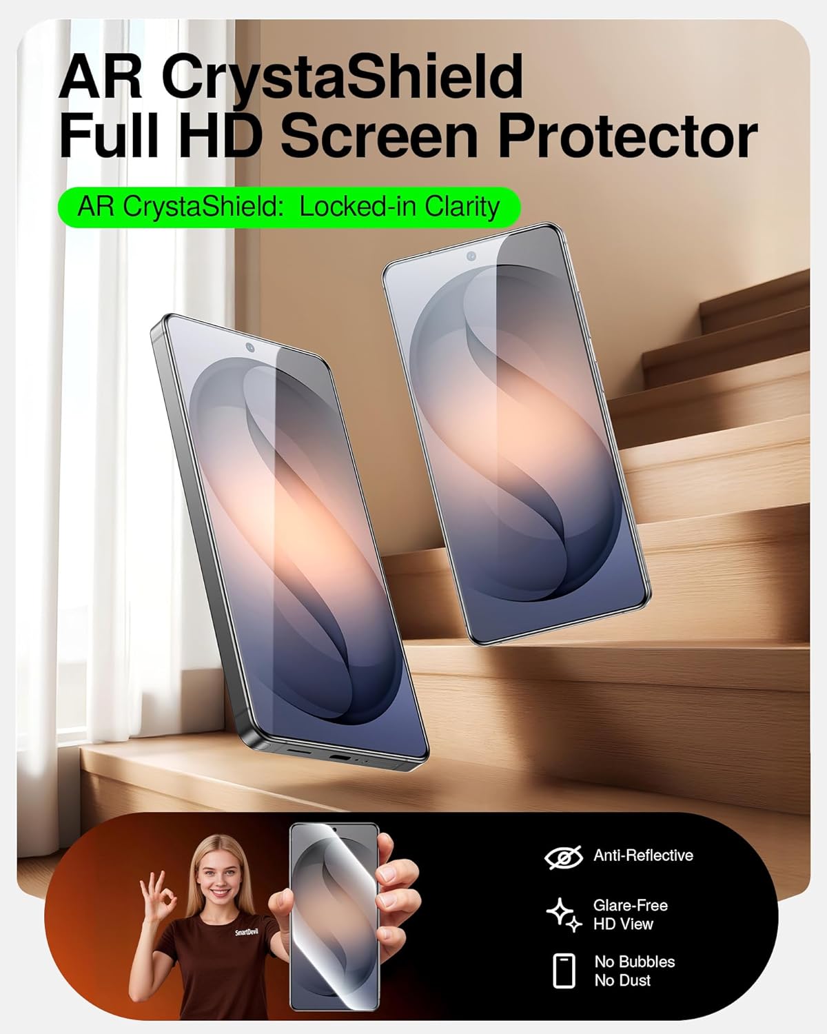 SmartDevil for Samsung Galaxy S26 Ultra Screen Protector, Anti-Reflective AR Tempered Glass Film [3 Pack], 9H Scratch & SGS Impact Resistant, In-Display Fingerprint Reader Compatible, SmartPull Box Bubble-Free Easy Install System