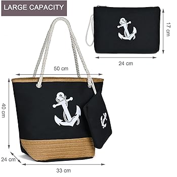 Borsa Spiaggia XXL Impermeabile 45L - Borsone Capiente Con Multiple Tasche Per Mare E Viaggi - Foto 3