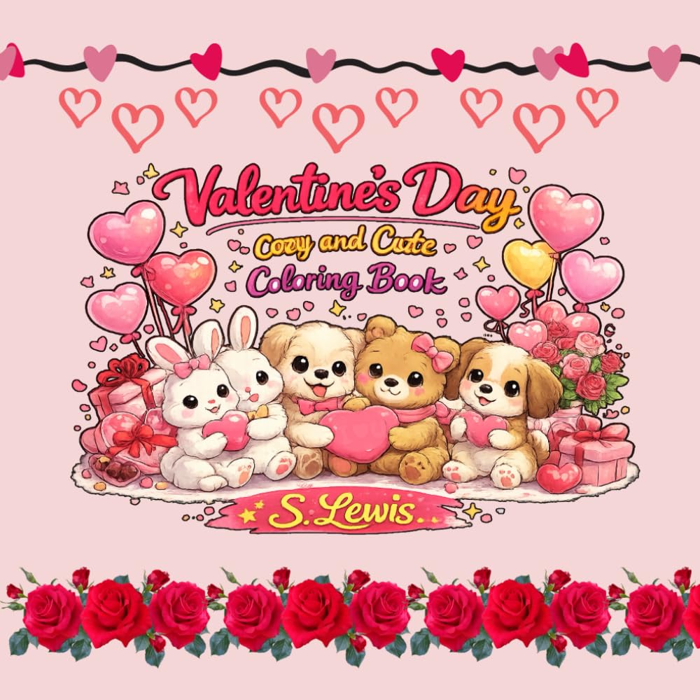 Valentine’s Day: Cozy and Cute Coloring Book | 60 Stress Relief Coloring Pages | Featuring Adorable Animals and Love-Filled Designs