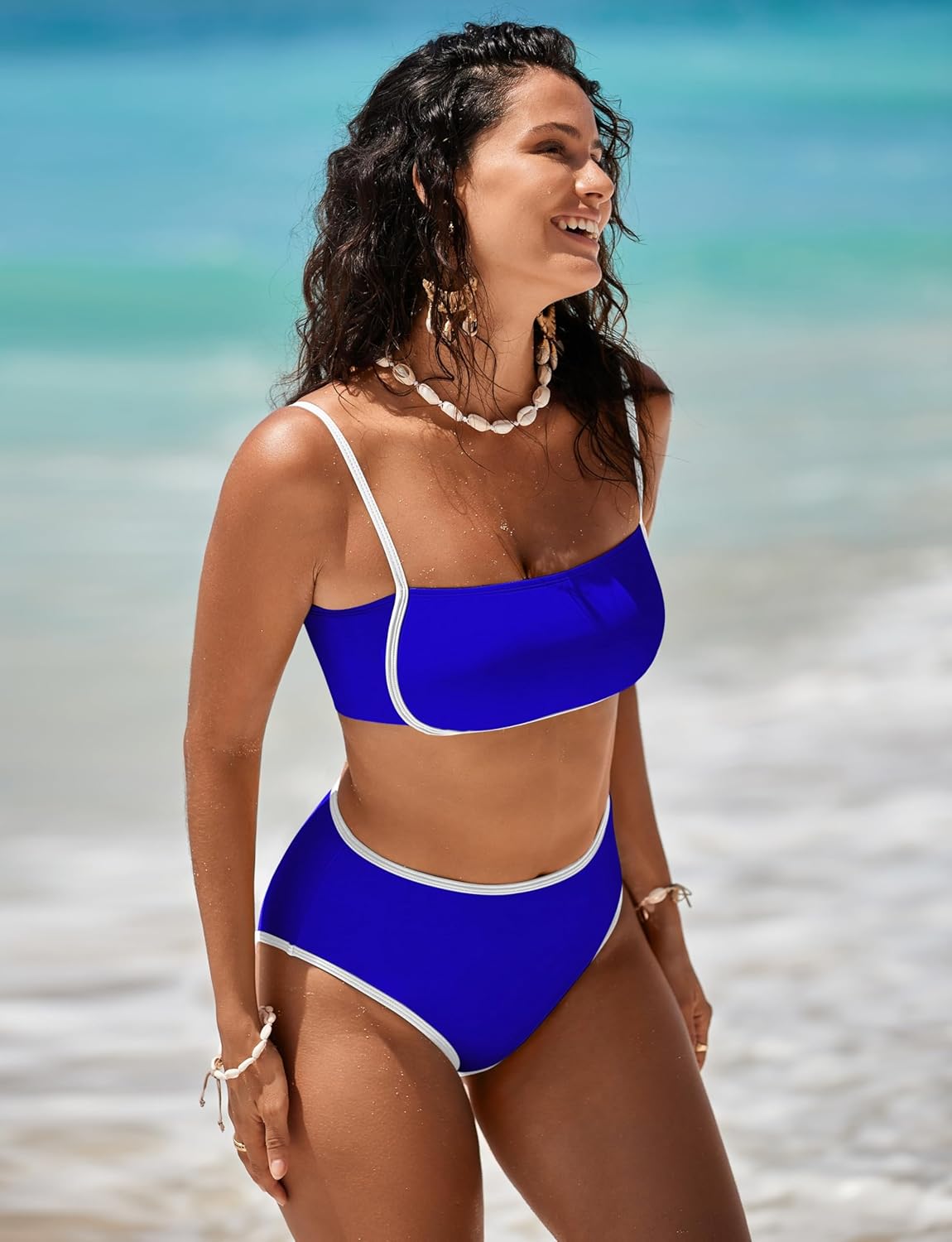 Pink Queen 2026 Women's High Waisted Bikini Sets Two Piece Swimsuit Color Block High Cut Bathing Suits Beach - Image 7