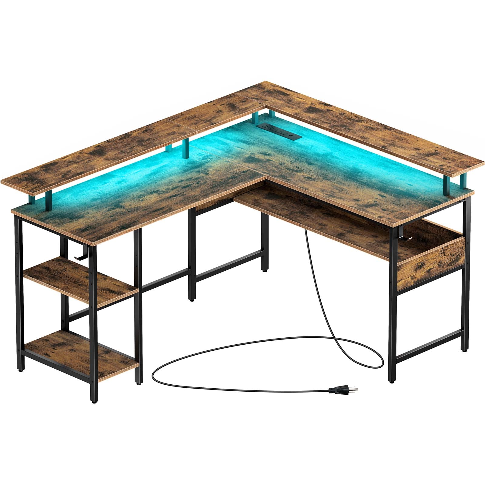 Buy Rolanstar Computer Desk L Shaped with LED Strip & Power Outlets