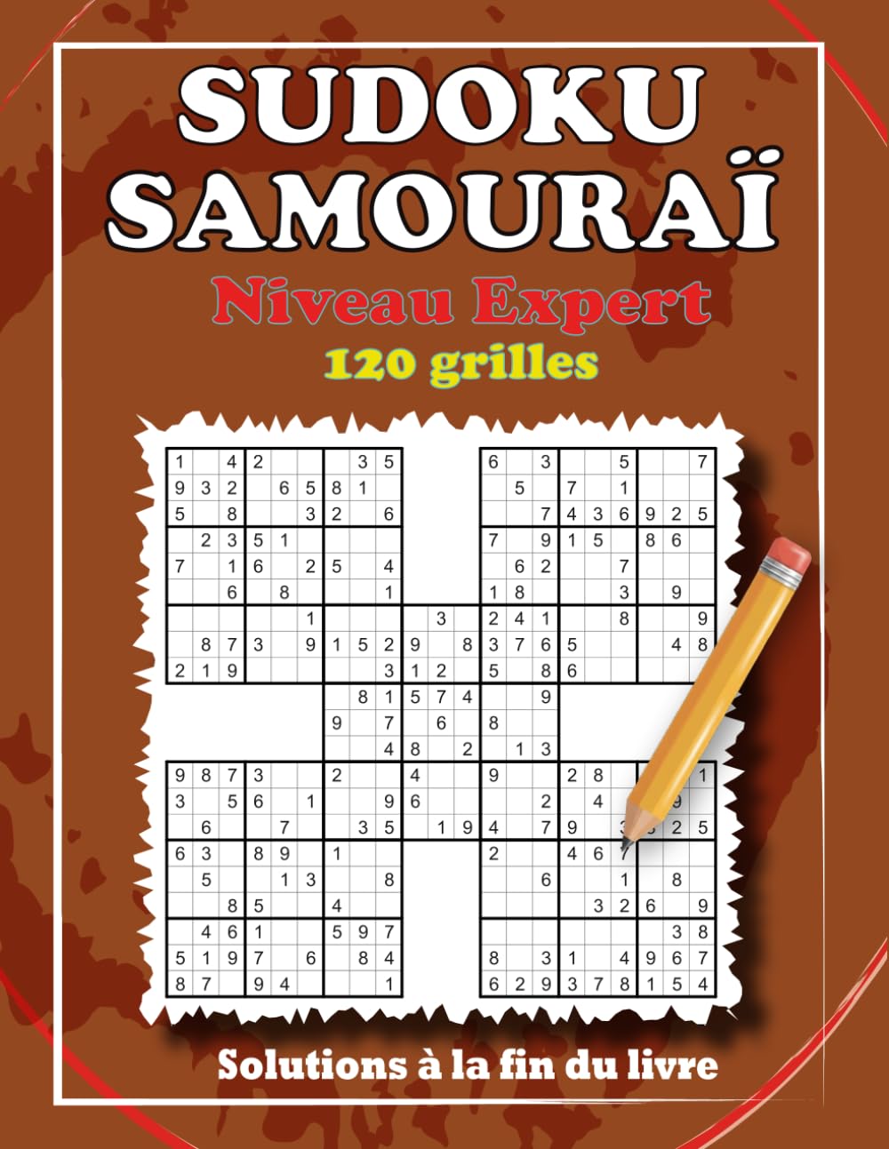 Sudoku Samouraï - Niveau Expert: 120 Grilles de Logique avec Solutions Incluses.