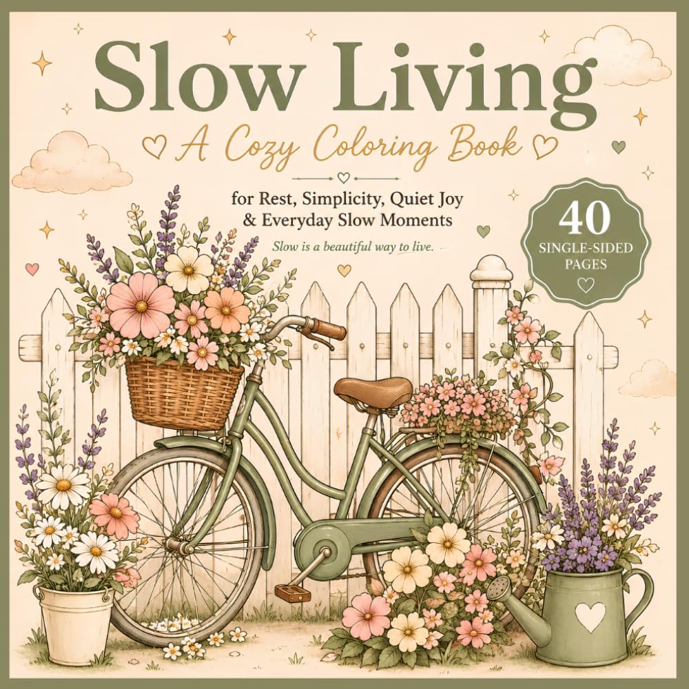 Slow Living: A Cozy Coloring Book for Rest, Simplicity, Quiet Joy & Everyday Slow Moments