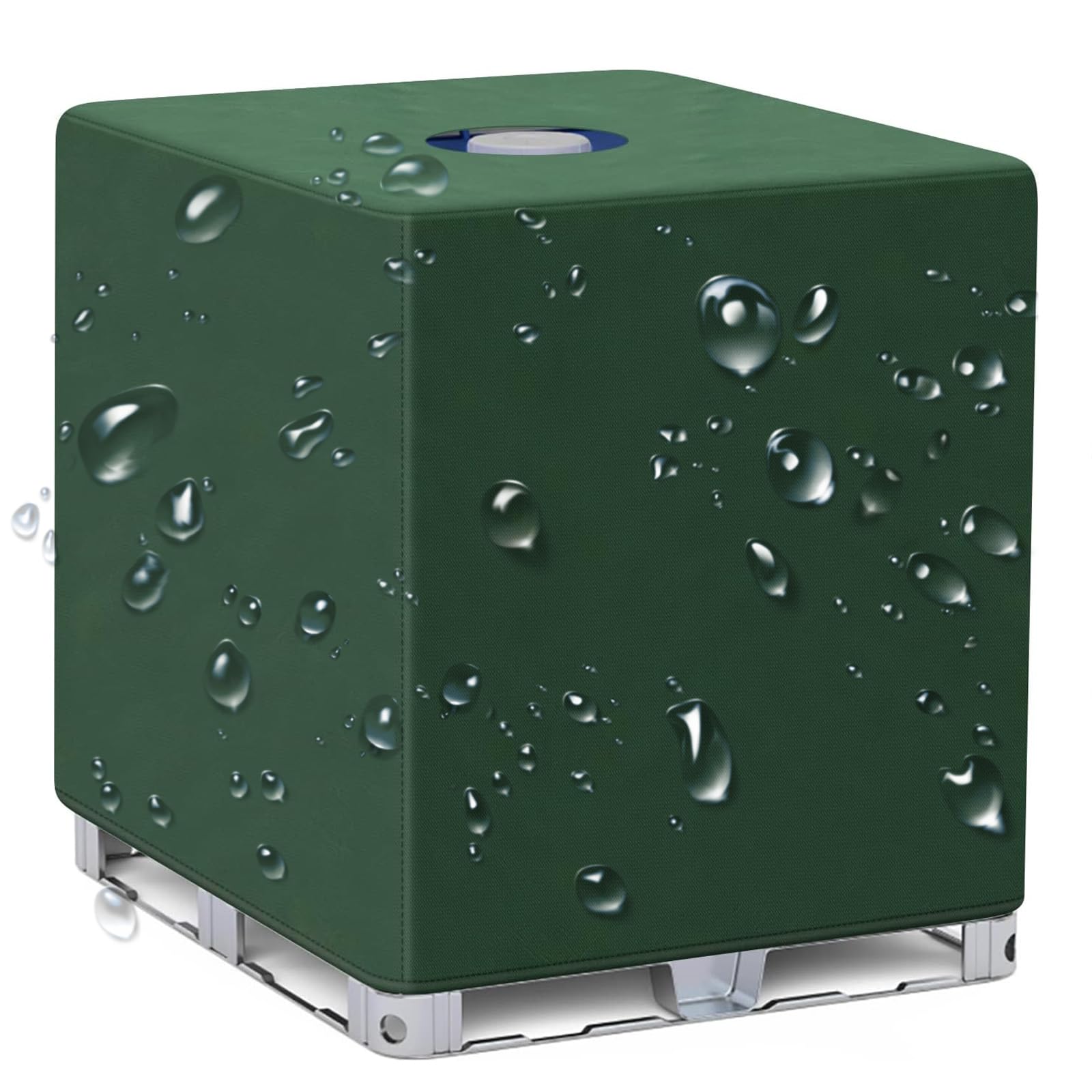 Crysterris Green 420D Oxford Ibc Tank Covers, 300L/600L/800/1000L Rainwater Barrel Cover For Outdoor Garden, Waterproof Dust-Proof Heavy Ibc Container Protective With Top Opening (Size:300l : 81*61*100Cm,Color:gre