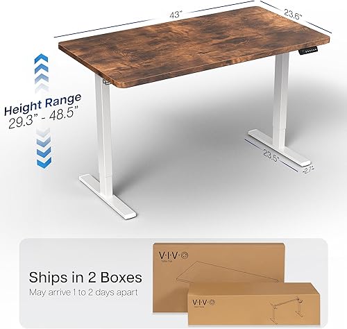 Vista 458 de VIVO DESK-KIT-1W6G - Escritorio eléctrico de pie de 60 x 24 pulgadas, ajuste de altura de memoria, serie 1B, parte superior de nogal oscuro de una