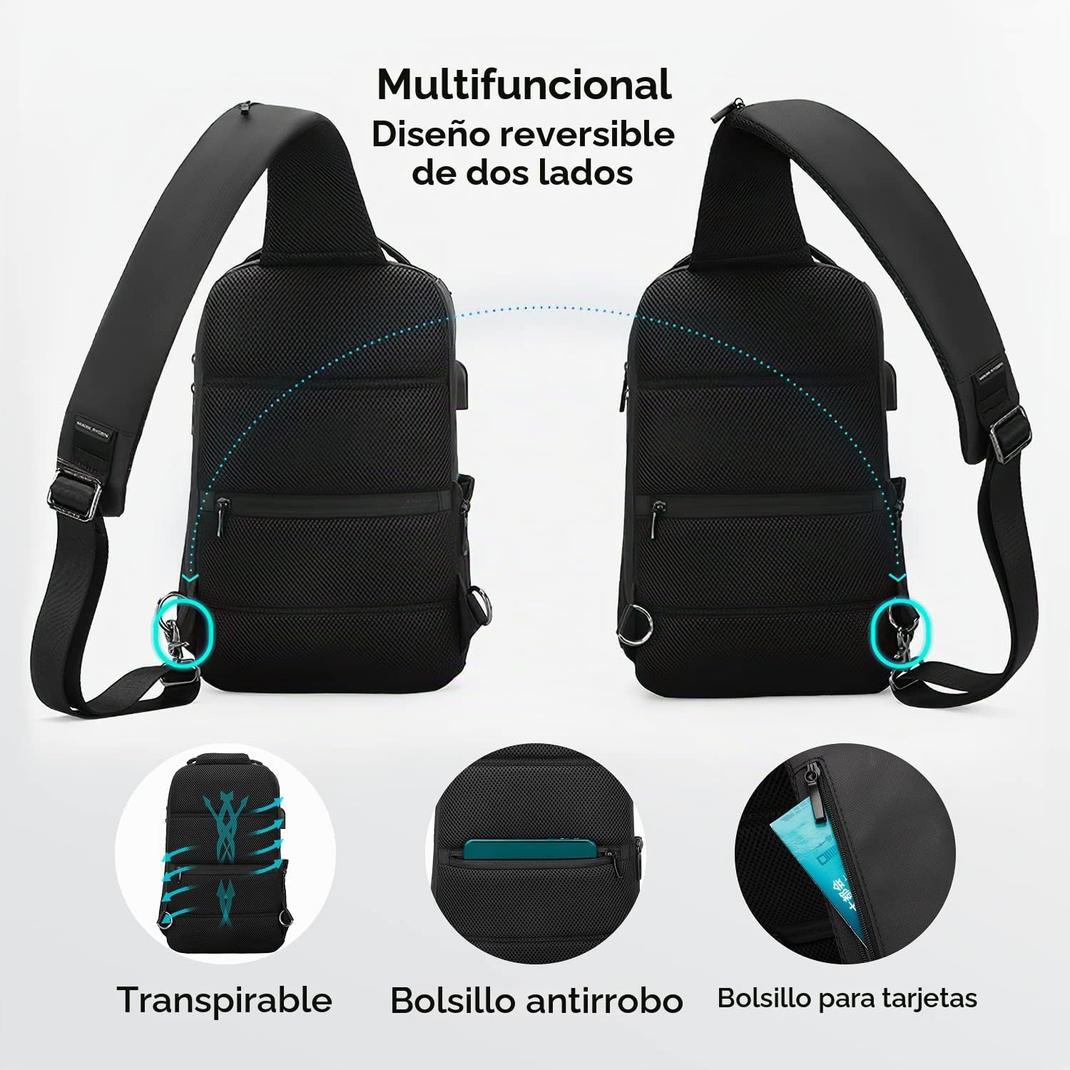 MARK RYDEN Bolso Bandoleras hombre Impermeable Grande para en Forma de iPad 10.5 Antirrobo para la Vida Diaria, Trabajo, Ciclismo Bolsa Unisex