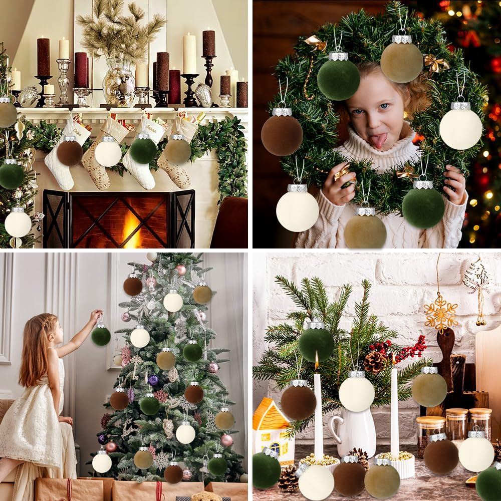 Maritown Weihnachtskugeln 12 Stück - Samt Kugeln 6cm Bruchsicher | Weihnachtsbaum Deko