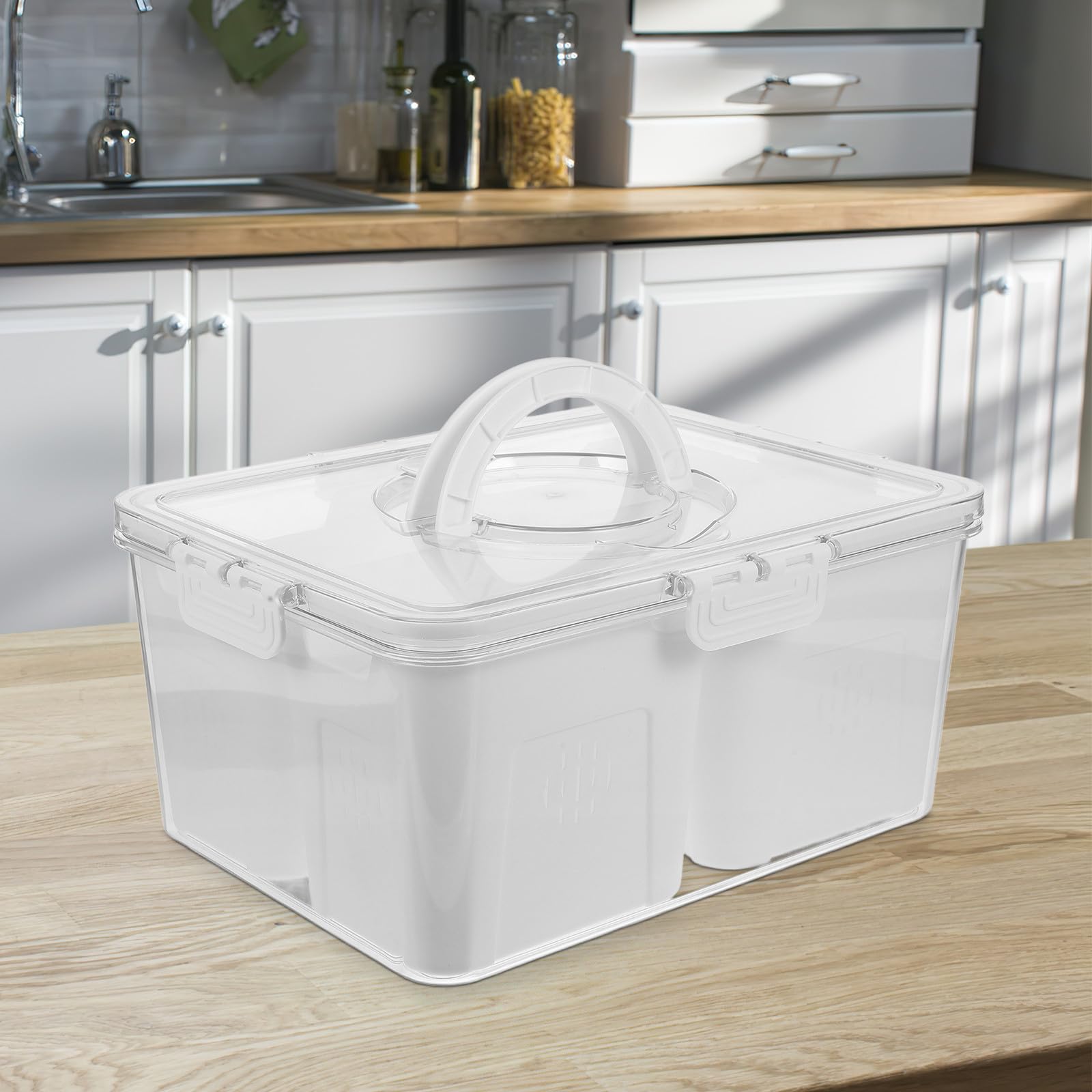 Contenedor Organizador para Frigorífico Diseño de Múltiples Compartimentos, Plástico Reutilizable Resistente para Almacenamiento Versátil de Carne y Frutas en Cocina