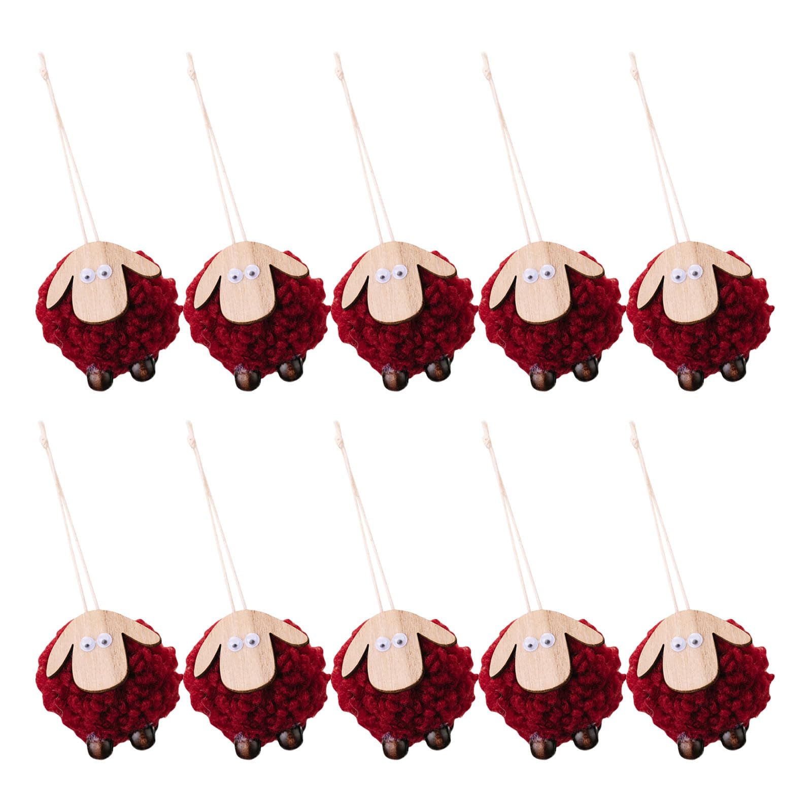10Pieces Festival Woolen Felt Sheep Ornament Creative Felt Sheep Christmas Ornament for Wall and Tree Embellishment Christmas