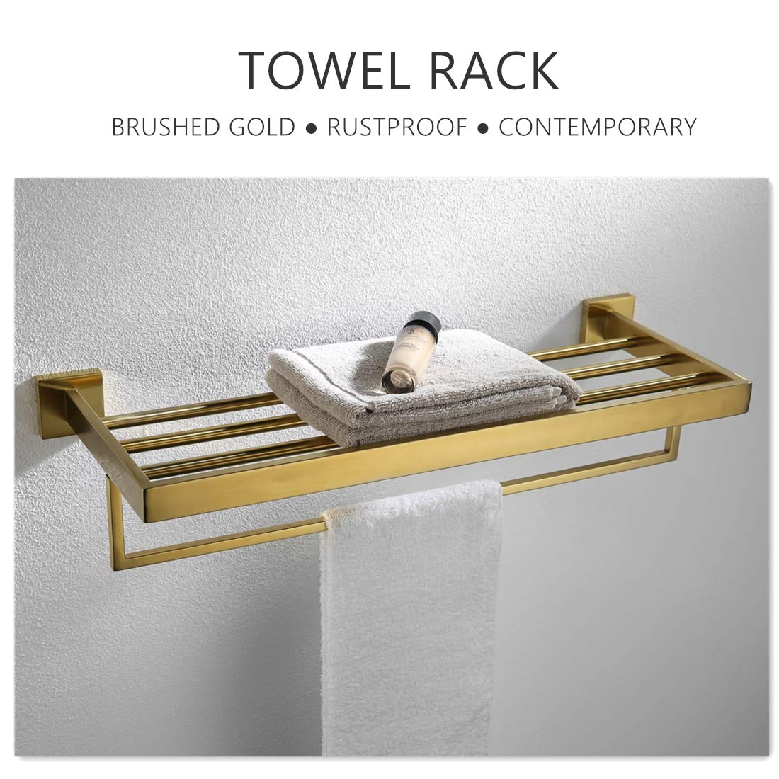 Juego de accesorios de baño de acero inoxidable de VELIMAX, juego de toallero de barra para montar en la pared, acabado en oro pulido