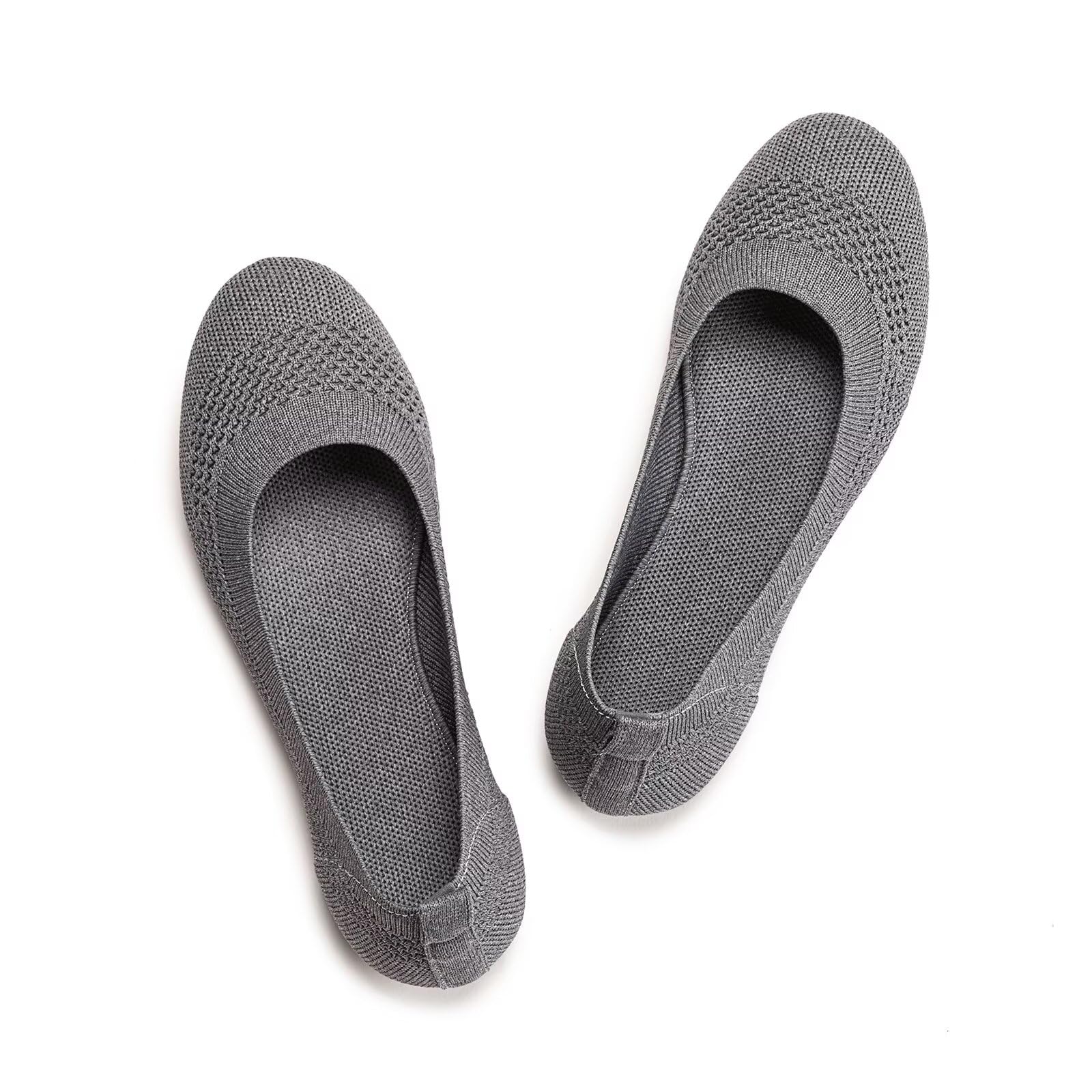 Frank Mully Women's Ballet Flats Round Toe Walking Flats Slip On Work Shoes Knitted Flats Shoes for Woman Soft Lightweight