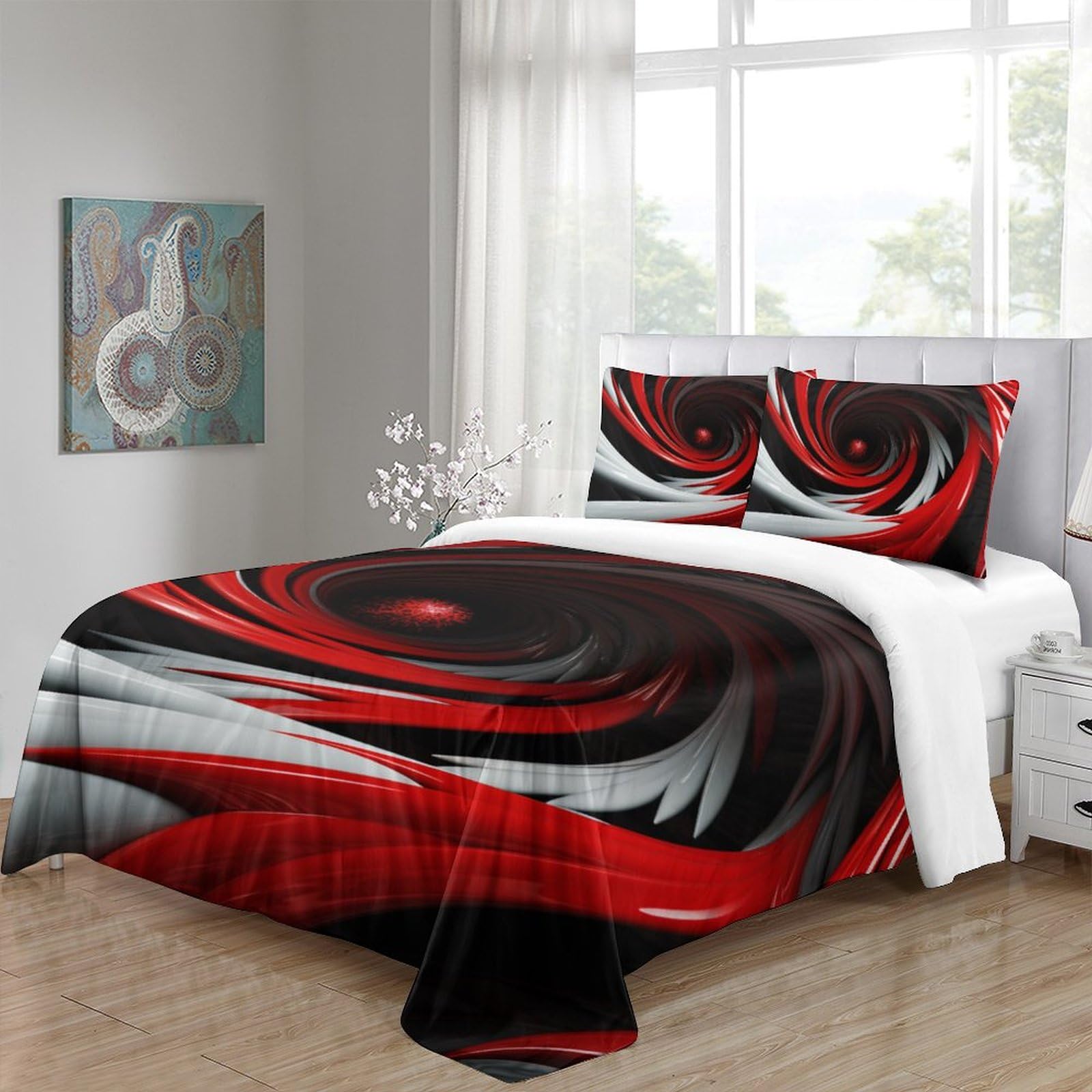 Stampato in 3D Capogiri Copertina Stampata Microfibra Disegnata Set Di Biancheria Da Letto Stile Morbido Set 3 Pezzi,Double（200x200cm）, Per Adolescenti E Adulti