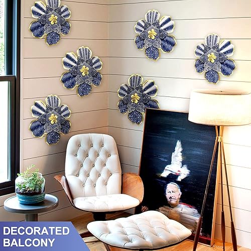 Vista 19 de YURRUON Decoración de pared de flores de metal, decoración de pared, escultura de pared de flores de metal, colgante para el hogar, dormitorio, sala