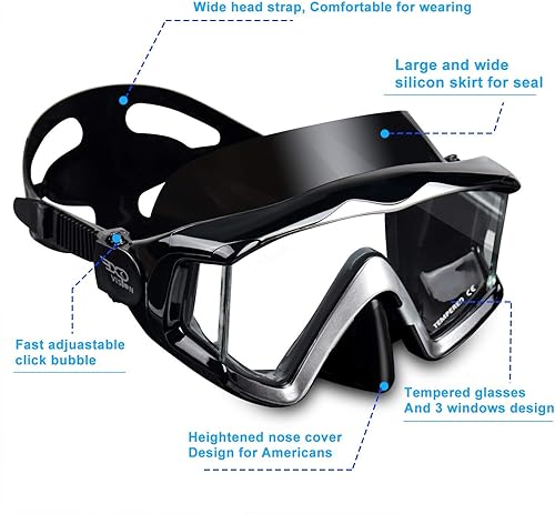 Miniatura 4 de EXP VISION Máscara de buceo Equipo de esnórquel, 2 unids Máscara de buceo Gafas de natación de silicona con cubierta para la nariz para snorkeling