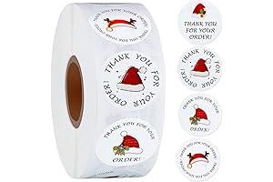 1000 Pack Christmas Thank You for Your Order Sticker Roll - 1...