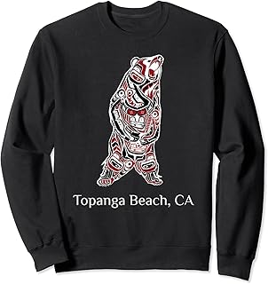 Topanga Beach CA ネイティブアメリカン ブラウン グリズリーベア トレーナー
