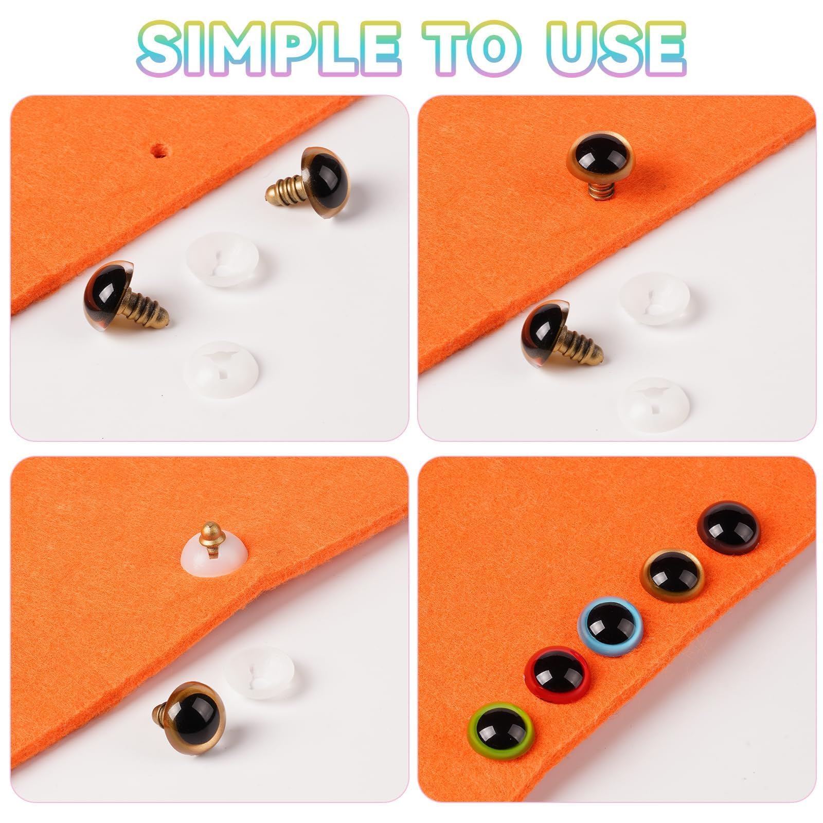 PEUTIER 600pz 8mm Occhi di Sicurezza con Rondelle, Plastica Neri Occhi di Bambola Occhi Peluche Uncinetto Safety Eyes per Amigurumi Uncinetto Artigianato Fai-da-Te Orso Forniture per Animali
