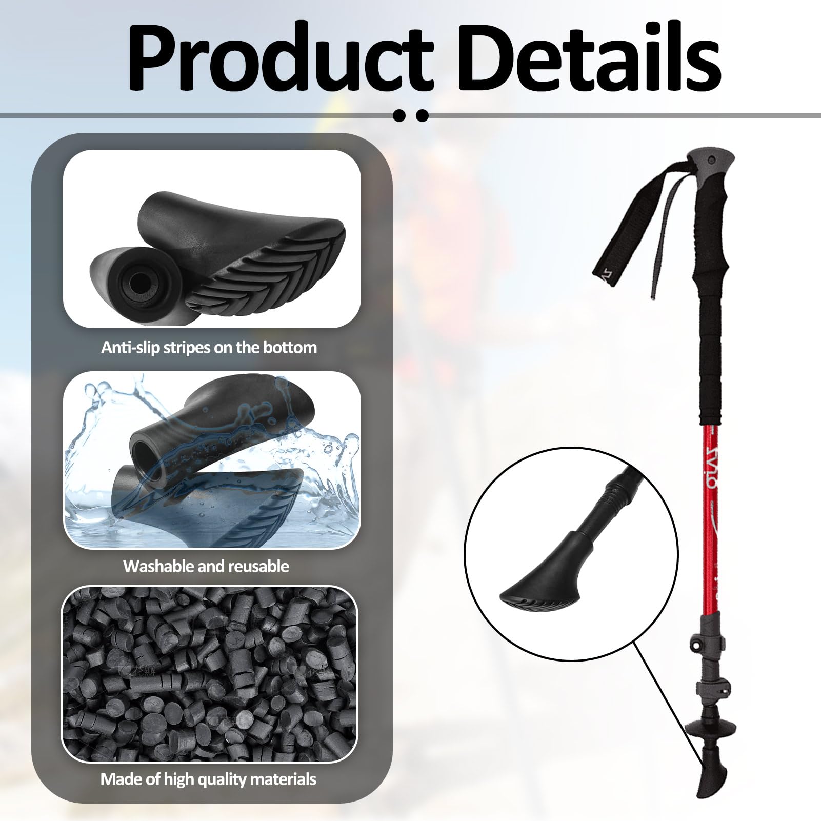 4 Stück Nordic Walking Stöcke Gummipuffer,Walking Stöcke Gummipuffer,Nordic Walking Pads,Gummipuffer Für Wanderstöcke, Für Leki Gummipuffer Alle Gängigen Wanderstock Trekkingstöcke 11mm