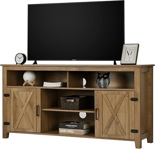 Miniatura 9 de YITAHOME Highboy Farmhouse - Soporte de TV con puerta de granero para TV de 65 pulgadas, centro de entretenimiento moderno para 300 libras, mueble